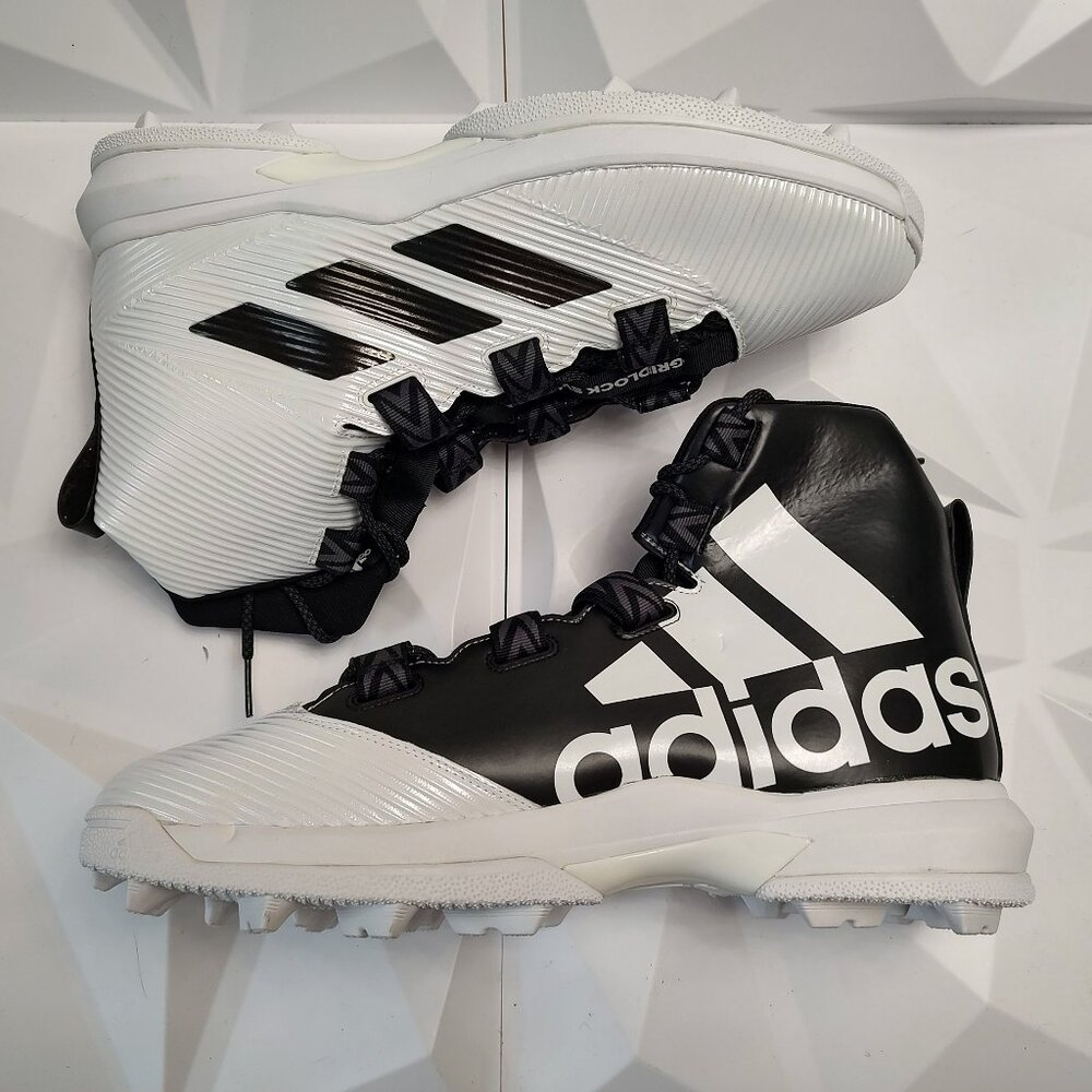 Adidas Mens Football Cleat 17 White Black Shoe Gridlock Linemen High Sport - Picture 2 of 12